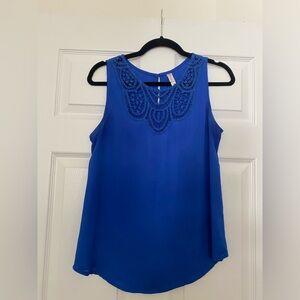 Target Xhilaration Junior’s Crochet Detail Sleeveless Blouse | Medium | Blue